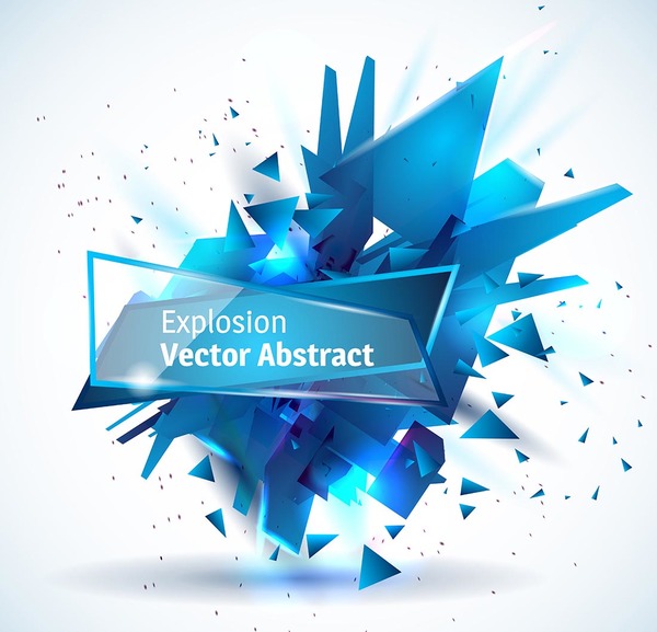 Blaue Explosion Hintergründe mit Glasbanner Vektor 01 Glas explosion Blau banner   