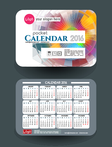 Kalender 2016 mit Visitenkarten Vektor 05 Karten Kalender business 2016   