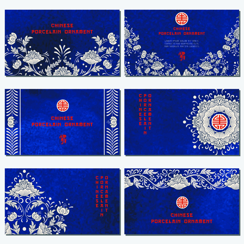 Porcelaine chinoise ornement cartes vecteur 01 porcelaine ornement Chinois cartes   