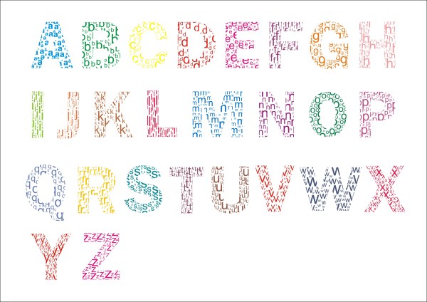 Vecteur créatif alphabet de lettre de couleur Lettre Créatif couleur alphabet   