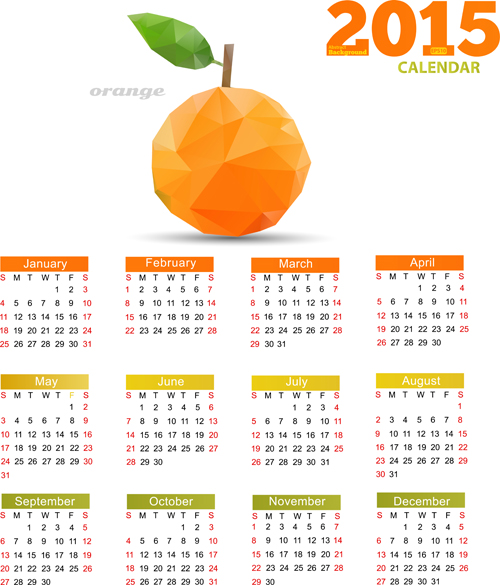 Geometrische Formen Früchte mit dem Kalendervektor 2015 Kalender geometrische Formen geometrische Form Früchte   