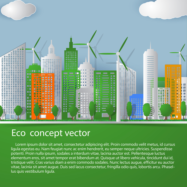 Ville verte modèle vecteurs matériel 02 Ville vert   