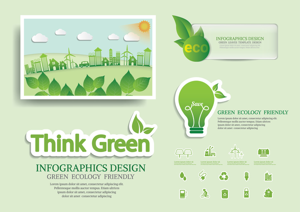 グリーンエコロジー・フレンドリーなインフォグラフィックデザインベクター04 フレンドリー グリーン エコロジー インフォグラフィック   
