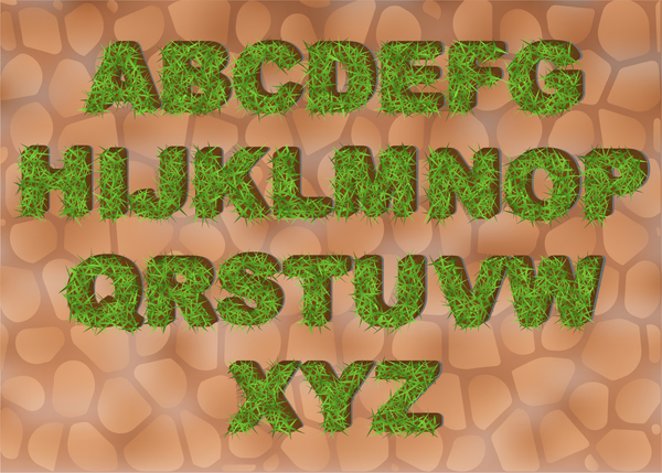 Grünes Gras Alphabet Vektor grün Gras alphabet   