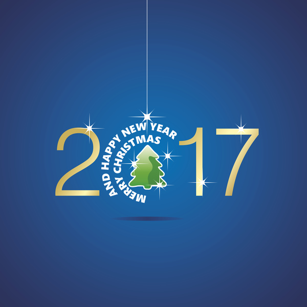 Happy New Year 2017 Weihnachtskugel blauen Vektor Weihnachten new Jahr happy Blau Baum ball 2017   
