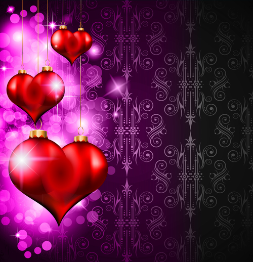Herzhängende Ornamente mit Valentinstag Karten Vektor 03 Valentine tag Ornamente Karten Herz Hängung   