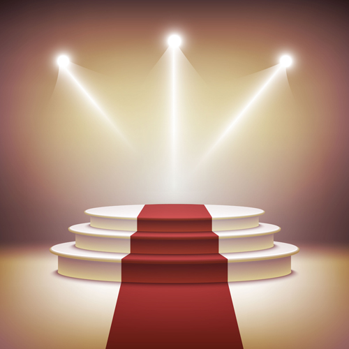 Podium mit rotem Teppich und Scheinwerfer Teppich spotlight Podium   