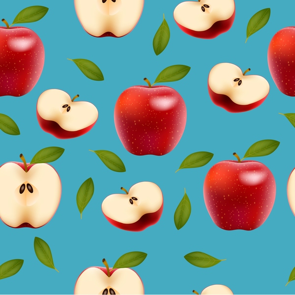 Pomme rouge avec le modèle sans soudure de tranche de vecteur tranche sans soudure rouge modèle apple   