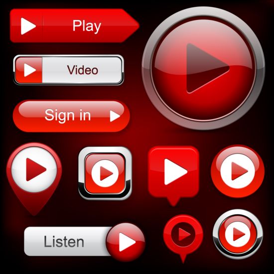 Glänzend rote Knöpfe Web-Vektor-Set 01 web shiny buttons   
