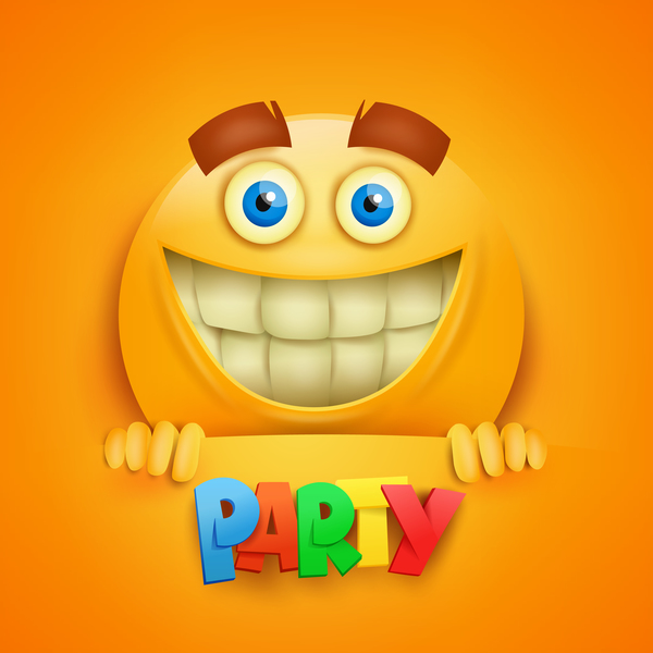 Smiley Emoticon gelbes Gesicht mit Party-Vektor 02 smiley party Gesicht gelb emoticon   