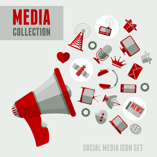 Social Media Ikonen roter Stil Vektor 02 Soziales Roter Stil Medien icons   