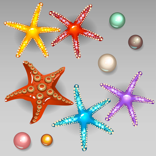 Étoile de mer avec des perles vecteur brillant perles étoile de mer brillant   