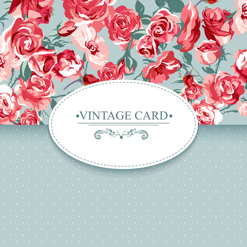 Carte vintage avec motif de fleurs vecteurs 07 vintage modèle fleurs carte   