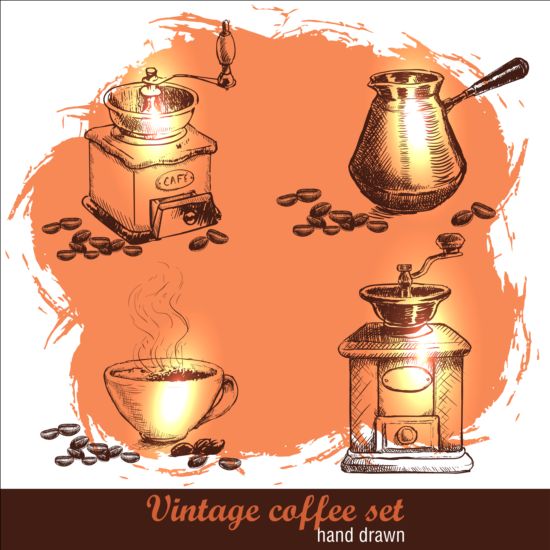 Affiche de café Vintage Heand dessiné vecteur 09 vintage heand dessiné cafe affiche   