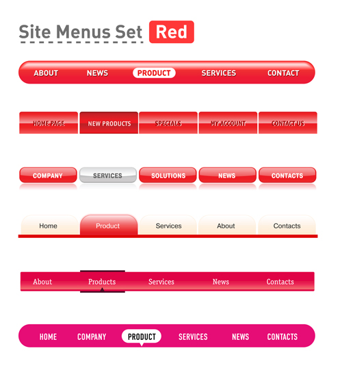 Website-Menü Rot-Stil Vektor website Stil menu   