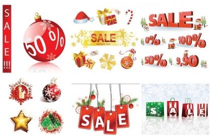 Noël vente discount éléments décoratifs vecteur vente Noël discount décoratif   