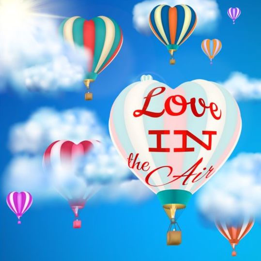 Heißluftballon mit Liebes-und Himmelshintergrund 02 Luft Liebe heiß ballon   