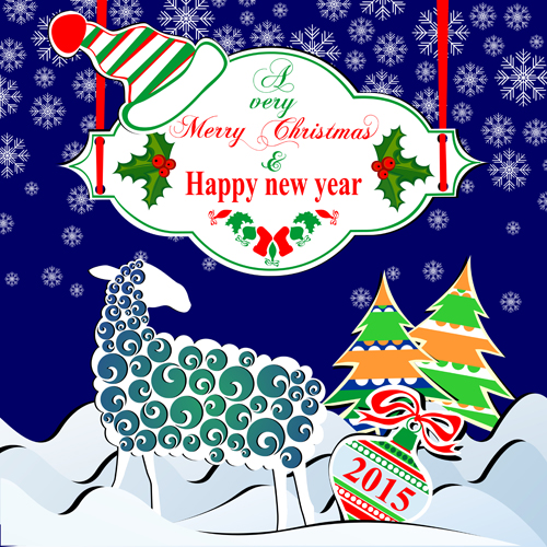 2015 Noël avec le nouvel an fond d’étiquette nouvel an Noël étiquette 2015   