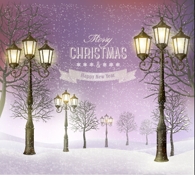 2015 lampe de rue de Noël et fond de neige 03 rue réverbère Noël neige fond 2015   