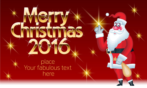 2016 fröhliche Weihnachten mit lustigem Santa Vektordesign 02 Weihnachten santa Lustig   
