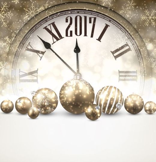 2017新しい年の背景球時計ベクトルセット06 球 時計 新しい 年 2017   