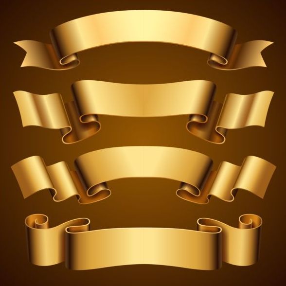 4 vecteurs de ruban d’or de luxe ruban or luxe   