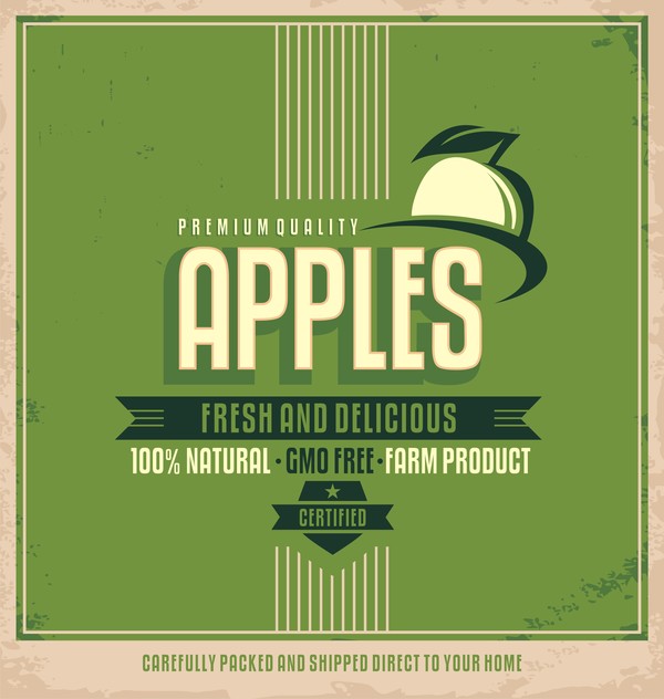 Apple Plakat-Vintage Vektordesign 01 vintage poster apple   