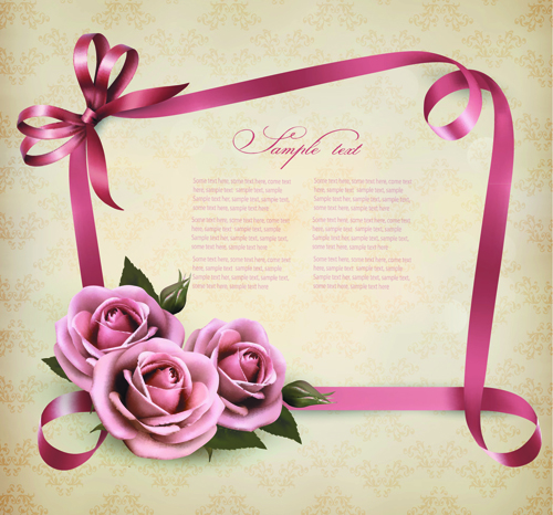 Schöne Blume mit Bändern Rahmen Karte Vektor 01 frames flower card beautiful band   