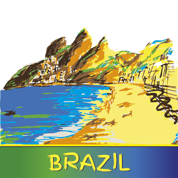 Paysage brésilien à la main dessin vecteurs 02 paysage main Brésilien   