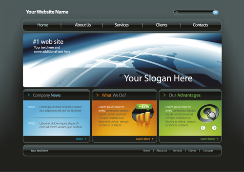 Business-Website-Vorlage dunklen Stile Vektor website template styles dark business   