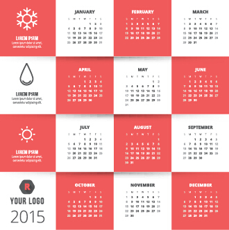 Classic 2015 Kalendervektordesign 11 Klassik Kalender 2015   