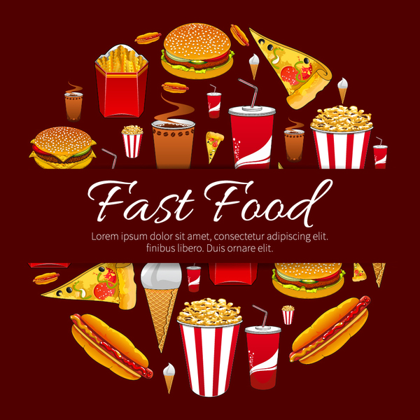 Kreatives Fast-Food-Hintergrundvektordesign 05 Lebensmittel Kreativ fast   