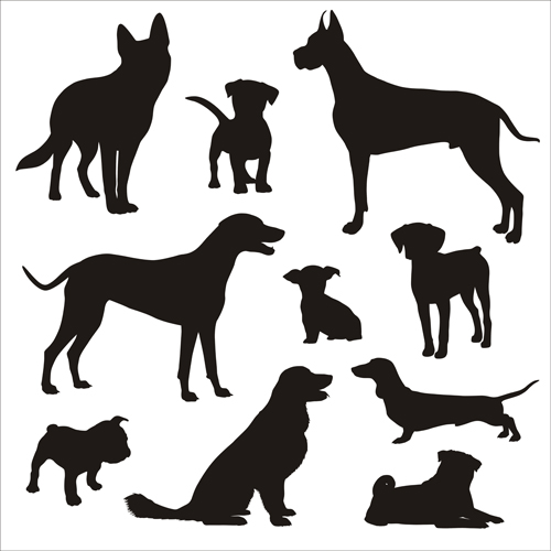 Différentes silhouettes de chien vecteur matériel 01 silhouettes silhouette different chien   