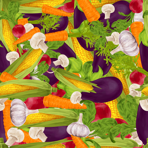 異なる野菜要素ベクトルシームレスパターン02 野菜 要素 異なる パターン シームレスな   