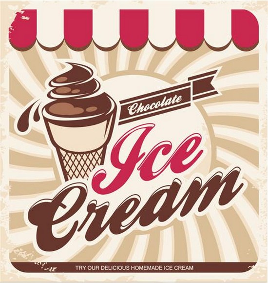 Schokoladen-Eis-Vintage-Plakatvektor Schokolade Jahrgang Eis   
