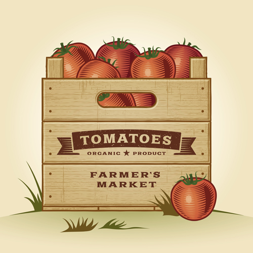 Frisches Plakatvektormaterial im Tomaten-Retro-Stil 05 Vektormaterial Tomaten Retro-Stil poster   