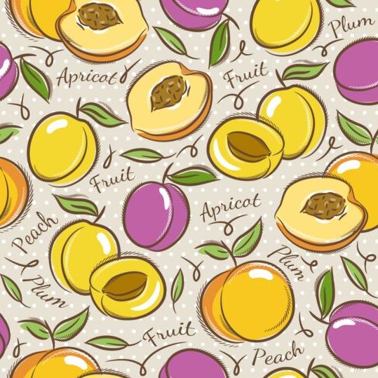 Fruits à la main dessiné vecteur seamless pattern 05 sans soudure modèle main fruits dessiné   