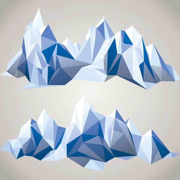 幾何学的形状氷山ベクター材料 氷山 幾何学的形状   
