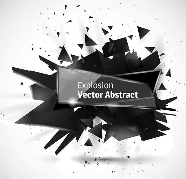 Glasbanner mit schwarzem Explosionseffekt Hintergrundvektor 03 Schwarz Glas explosion Effekt banner   