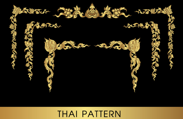 Or Thai ornements art vecteur matériel 03 thai ornements or   