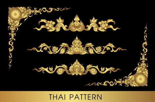 Or Thai ornements art vecteur matériel 13 thai ornements or   