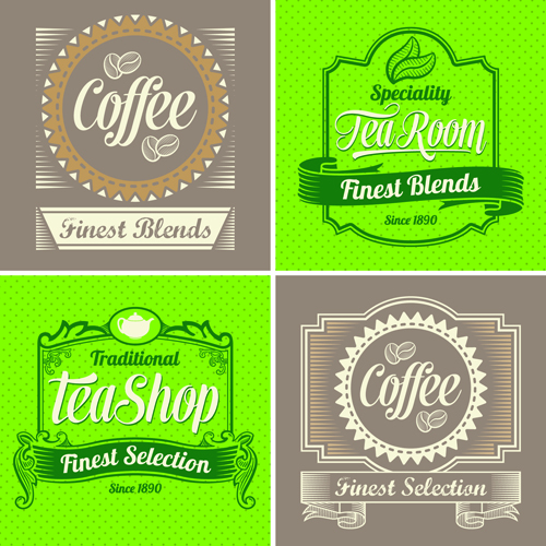 Grüne und braune Kaffeeetiketten Vektor kaffee Etiketten Etikett braun   