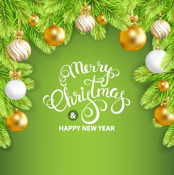 Style vert nouvel an avec vecteur de carte de voeux de Noël vert salutation nouveau Noël carte année   