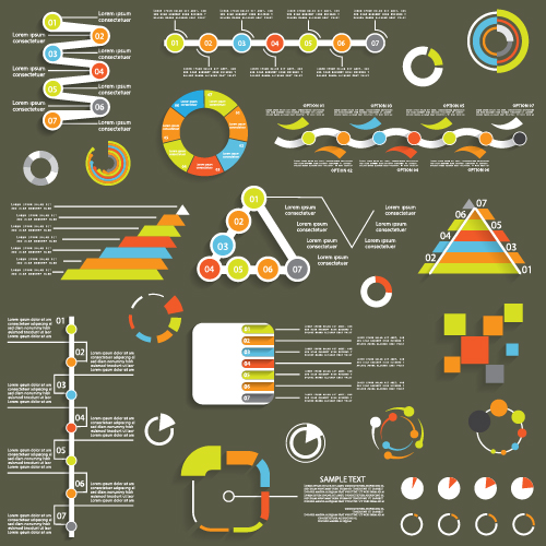 Infografik mit Diagrammelementen Design-Illustrationsvektor 04 Infografik illustration diagramme   