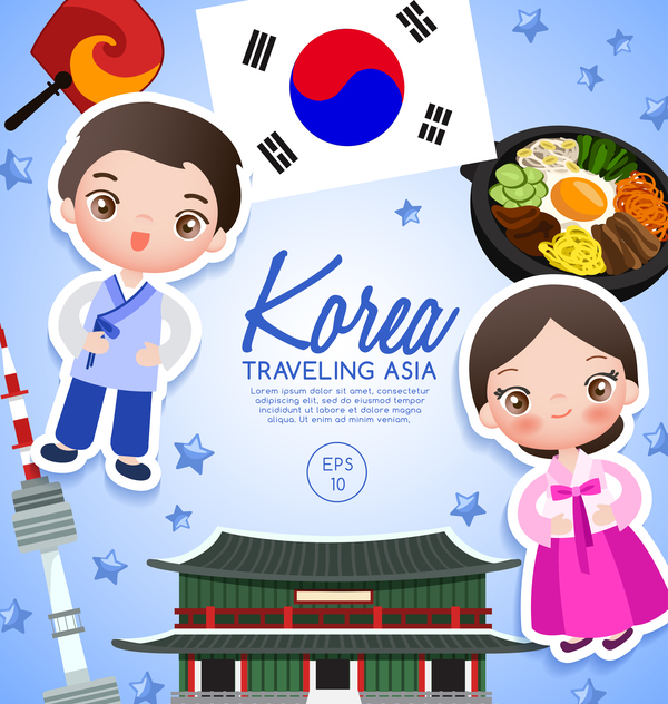 Korea reist Cartoon-Vorlage Vektor Reisen korea cartoon   