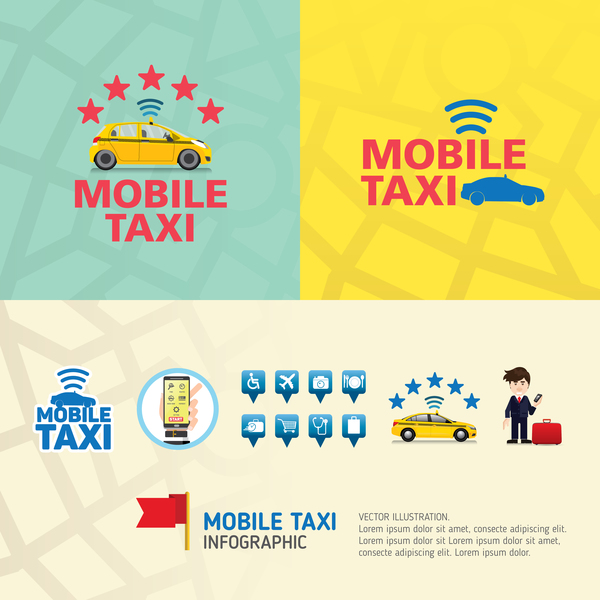 Mobile Taxidienst Anwendung Infografie-Vektor 08 taxi service mobile Infografik Anwendung   