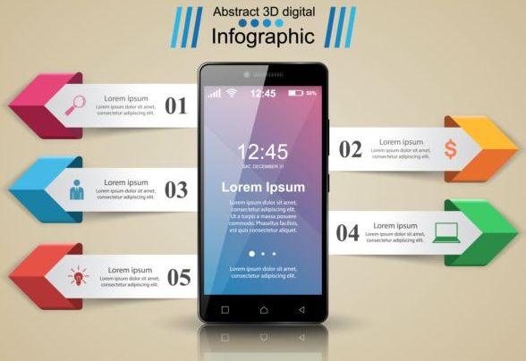 Smartphones avec option vecteur infographique modèle 05 smartphones Option infographie   