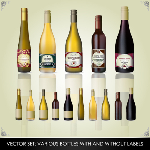 Vector Weinflasche Design Material Set 02 Wein material Flasche design   