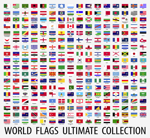 Vecteur monde drapeaux conception éléments ensemble 02 monde elements drapeaux   