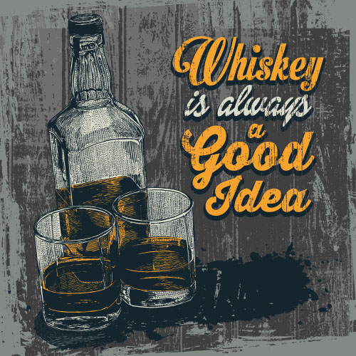 Whiskey-Plakatmaterial aus dem Hand 03 whisky poster material hand gezeichnet   